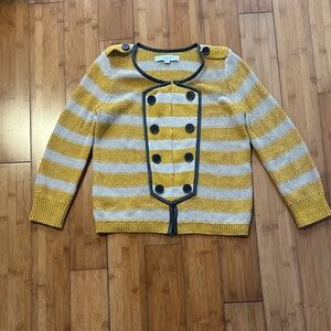 LOFT Women's Yellow and Cream Striped Sweater